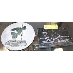 TWO GENUINE SOAP STONE CARVINGS