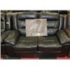Image 2 : BLACK LEATHERETTE RECLINING SOFA AND LOVE SEAT