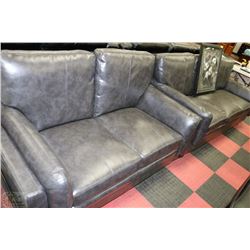 NEW CYRUS CHARCOAL LEATHERETTE SOFA AND LOVE