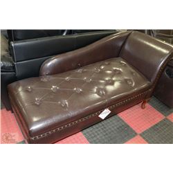 NEW BROWN LEATHERETTE STORAGE CHAISE LOUNGE CHAIR