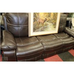 BROWN LEATHERETTE RECLINING SOFA