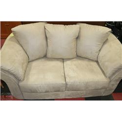 BEIGE MICROFIBRE LOVE SEAT