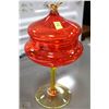 Image 1 : ORANGE ART GLASS CANDY DISH