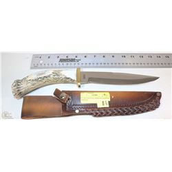8" SILVER STAG KNIFE IN LEATHER SHEATH