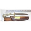 Image 1 : 8" SILVER STAG KNIFE IN LEATHER SHEATH