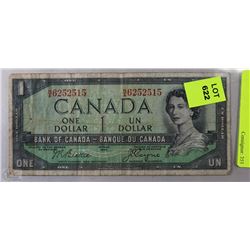 CANADIAN 1954 $1.00 DEVILS FACE
