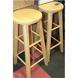 2 WOOD BAR STOOLS