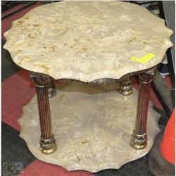 MARBLE BEVELED TOP & BOTTOM SIDE TABLE LARGE 24"D