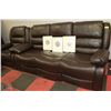 Image 1 : MARTIN BROWN LEATHERETTE RECLINING 81" SOFA WITH