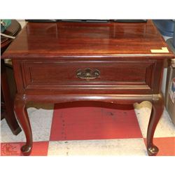 SOLID WOOD COFFEE TABLE WITH DRAWER & CURVED LEGS