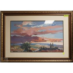 ORNATE STYLE FRAMED WATER COLOR PRINT 41"X29"