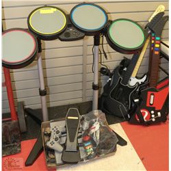 SONY PLAY STATION CONSOLE WITH FOUR GUITARS,