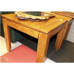 PAIR OF SOLID OAK END TABLES