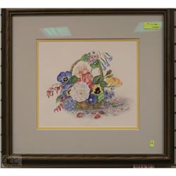 WOOD FRAMED FLORAL PICTURE