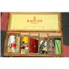 Image 1 : BANCES WOODEN BOX FILLED WITH ASSORTED VINTAGE