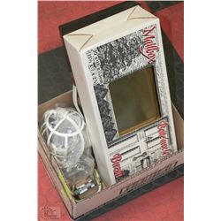 METAL TOOLBOX, NEW BULB CAGE , NEW BRASS MAILBOX