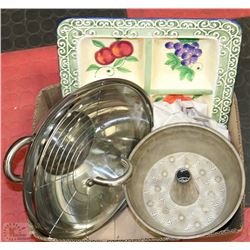 DANESCO STAINLESS WOK WITH STEAM RACK & GLASS LID