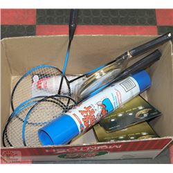 SET OF 4 BADMINTON RACQUETS, NEW PACK SHUTTLECOCKS