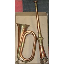 2 VINTAGE INSTRUMENTS INCLUDING BUGLE AND OTHER