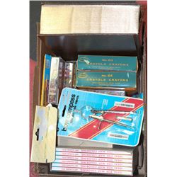 BOX WITH MANY NEW COLORING CRAYONS, PENCIL