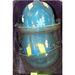 2 FIRE FIGHTING HATS ONE WITH LEATHER NECK SHIELD