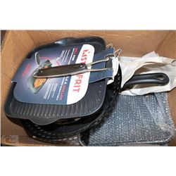 BOX OF NEW FRYING PANS ETC