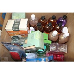 BOX OF ASSORTED SCENTS, BLOOD PRESSURE MONITOR