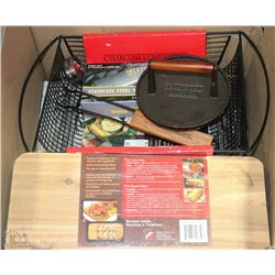 BOX  WITH GRILLING PLANKS AND KITCHEN ACCESSORIES