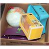 Image 1 : BOX WITH 2 KIDS STOOLS , GLOBE AND NEW MINI BUG