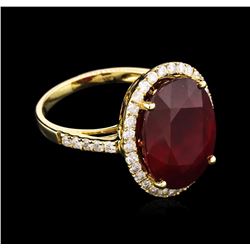 13.15 ctw Ruby and Diamond Ring - 14KT Yellow Gold