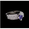 Image 1 : 0.70 ctw Tanzanite and Diamond Ring - 14KT White Gold