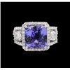 Image 2 : 4.95 ctw Tanzanite and Diamond Ring - 14KT White Gold