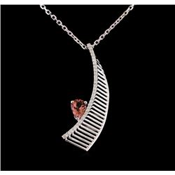 0.70 ctw Tourmaline and Diamond Necklace - 14KT White Gold
