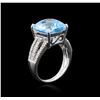 Image 3 : 14KT White Gold 9.91 ctw Topaz and Diamond Ring