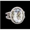 Image 1 : 5.25 ctw Aquamarine and Diamond Ring - 14KT White Gold