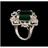Image 4 : 14KT White Gold 13.22 ctw Emerald and Diamond Ring