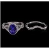 Image 2 : 14KT White Gold 1.95 ctw Tanzanite and Diamond Wedding Ring Set
