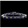 Image 1 : 23.22 ctw Blue Sapphire and Diamond Bracelet - 14KT White Gold