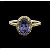 Image 2 : 14KT Yellow Gold 1.50 ctw Tanzanite and Diamond Ring