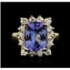 Image 2 : 14KT Yellow Gold 5.15 ctw Tanzanite and Diamond Ring