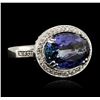 Image 1 : 14KT White Gold 5.81 ctw Tanzanite and Diamond Ring