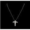 Image 1 : 1.76 ctw Diamond Cross Pendant With Chain - 14KT White Gold