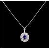 Image 1 : 14KT White Gold 4.80 ctw Tanzanite and Diamond Pendant With Chain