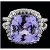 Image 1 : 14KT White Gold 9.07 ctw Tanzanite and Diamond Ring