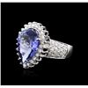 Image 2 : 14KT White Gold 7.39 ctw Tanzanite and Diamond Ring