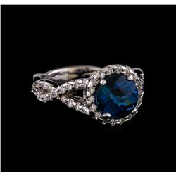 2.66 ctw London Blue Topaz and Diamond Ring - 14KT White Gold