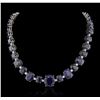 Image 1 : 14KT White Gold 85.76 ctw Sapphire Necklace