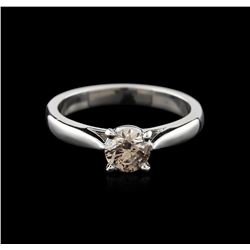 14KT White Gold 0.70 ctw Round Cut Fancy Brown Diamond Solitaire Ring