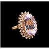 Image 1 : 27.62 ctw Kunzite and Diamond Ring - 14KT Rose Gold