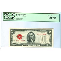 1928G PCGS VCN 64PPQ $2 Red Seal Legal Tender Bank Note